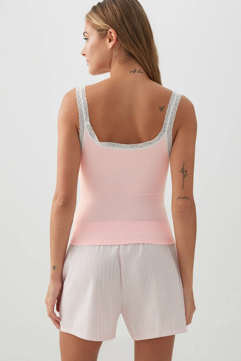 Camisole de pyjama côtelée