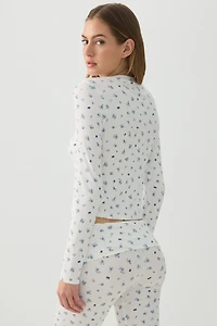 Haut pyjama côtelé très doux à motif de fruits