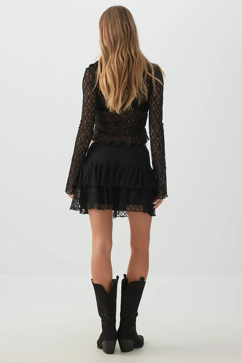 Lace Tiered Micro Skirt