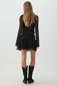 Lace Tiered Micro Skirt