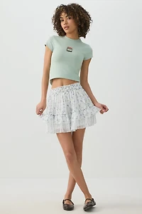 Chiffon Tiered Mini Skirt