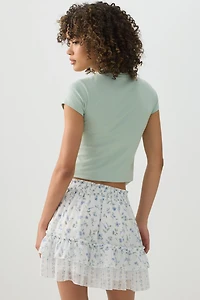 Chiffon Tiered Mini Skirt