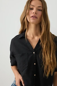 Linen Blend Utility Shirt