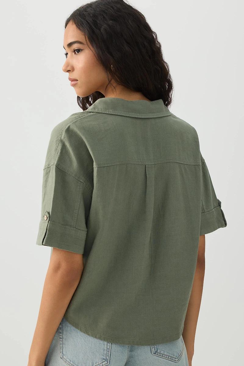 Chemise utilitaire en mélange de lin