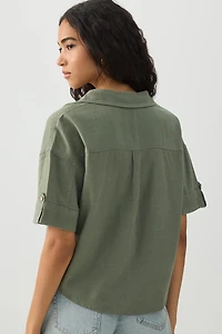 Chemise utilitaire en mélange de lin