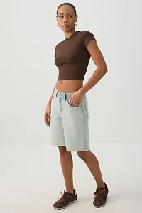 Basic Crop Cap Sleeve T-Shirt