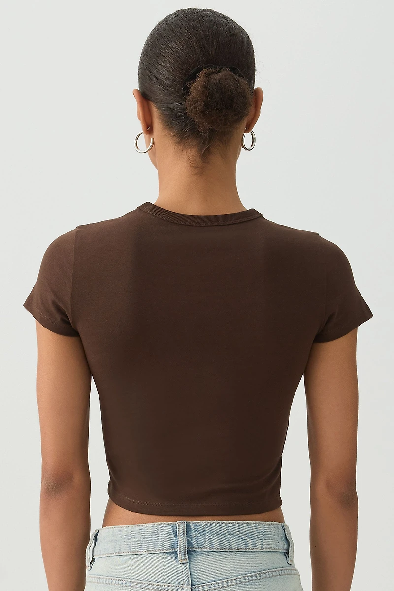 Basic Crop Cap Sleeve T-Shirt