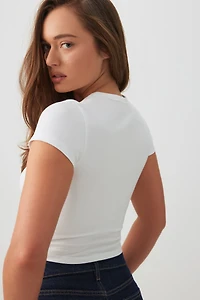 Basic Crop Cap Sleeve T-Shirt
