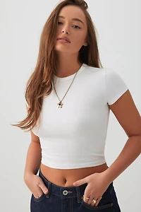 Basic Crop Cap Sleeve T-Shirt