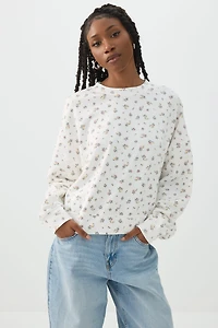 Printed French Terry Crew Neck Sweatshirt