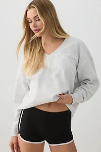 French Terry Oversized V-Neck Sweatshirt