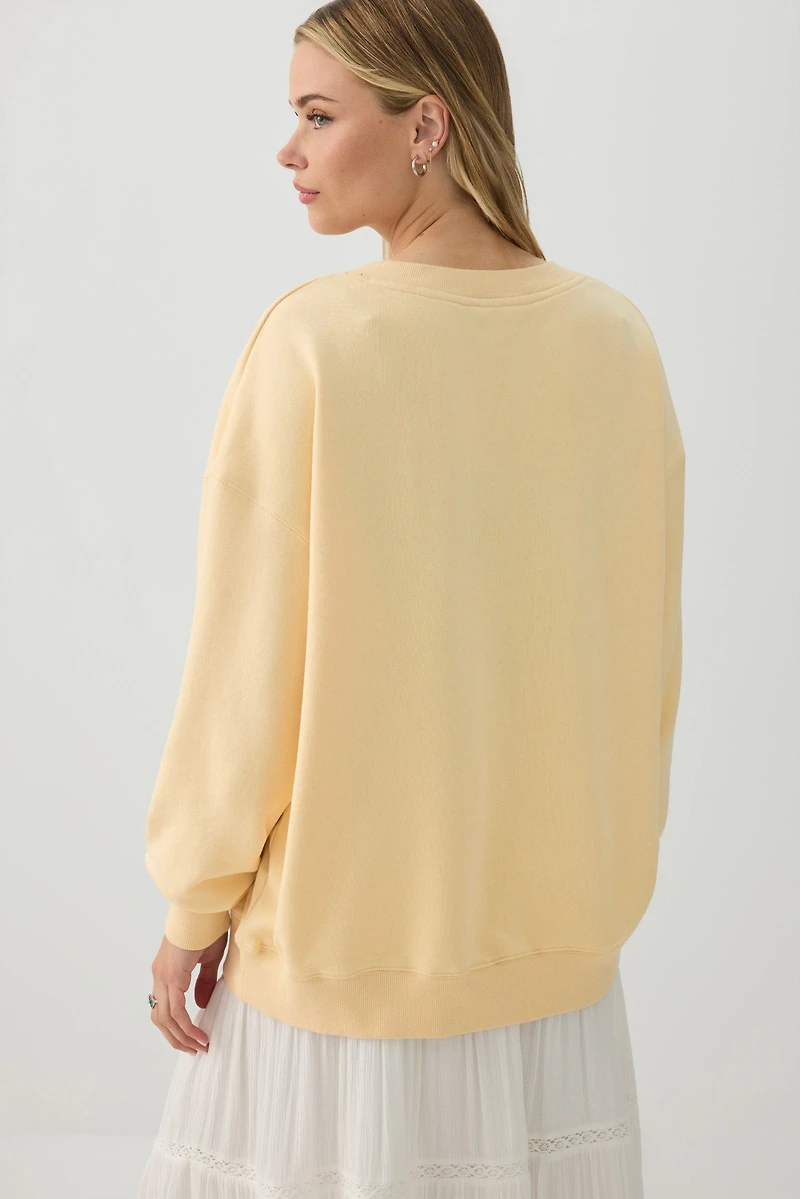 French Terry Oversized V-Neck Sweatshirt