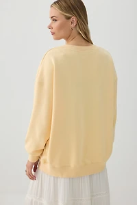 French Terry Oversized V-Neck Sweatshirt
