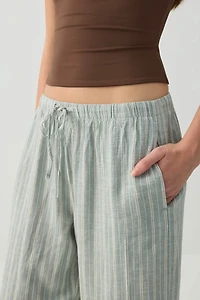 Linen Blend Mid Rise Pants