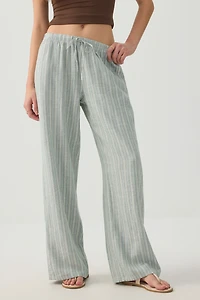 Linen Blend Mid Rise Pants