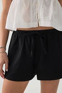 Linen Blend Mid Rise Shorts