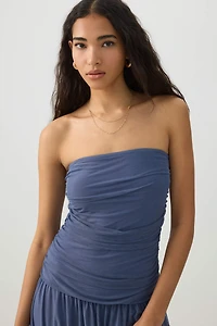 Dropped Waist Mesh Tube Dress