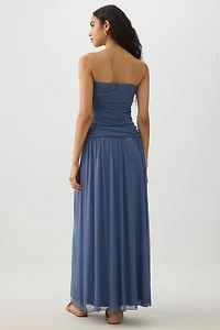 Dropped Waist Mesh Tube Dress