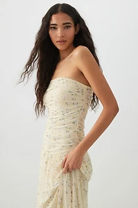 Dropped Waist Mesh Tube Dress