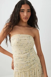 Dropped Waist Mesh Tube Dress