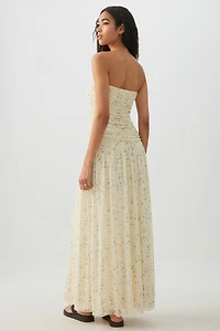 Dropped Waist Mesh Tube Dress