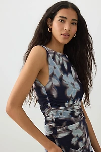High Neck Mesh Flowy Dress