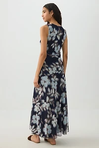 High Neck Mesh Flowy Dress
