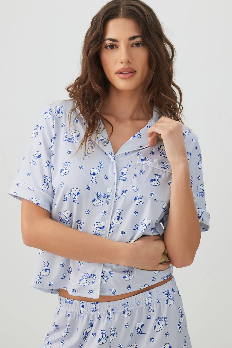Printed Notch Collar Pajama Set