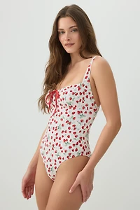 Maillot une-pièce paysan à motif de fruits
