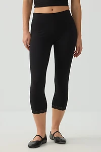 Legging 3/4 à bordure en dentelle