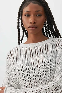 Open Stitch Crew Neck Sweater
