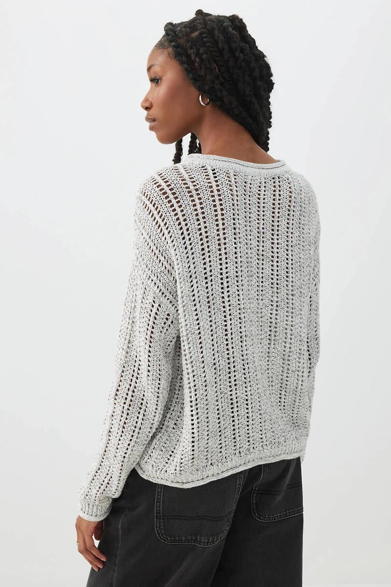 Open Stitch Crew Neck Sweater