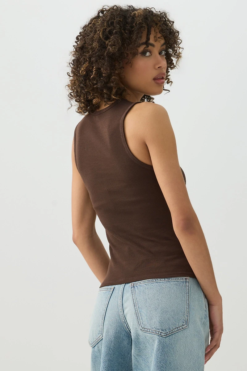 Printed High Neck Tank Top