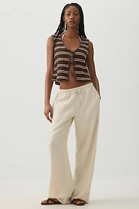 Striped Tie Front Sweater Tank