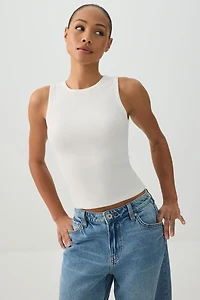 Basic Rib High Neck Tank Top
