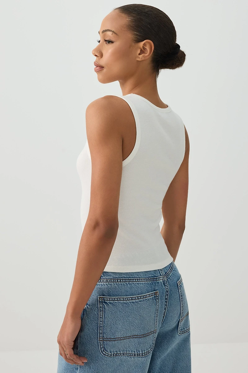 Basic Rib High Neck Tank Top