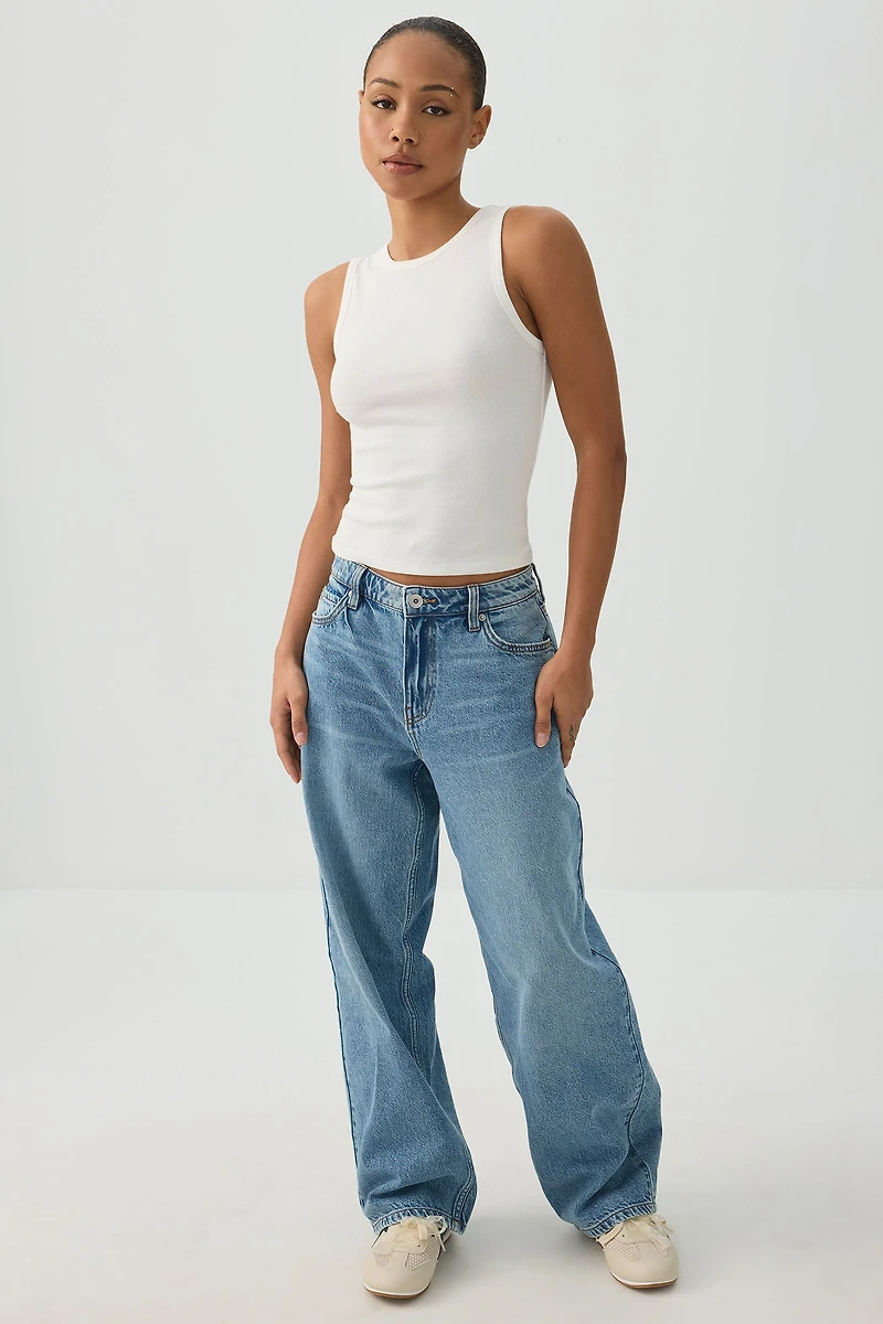 Basic Rib High Neck Tank Top