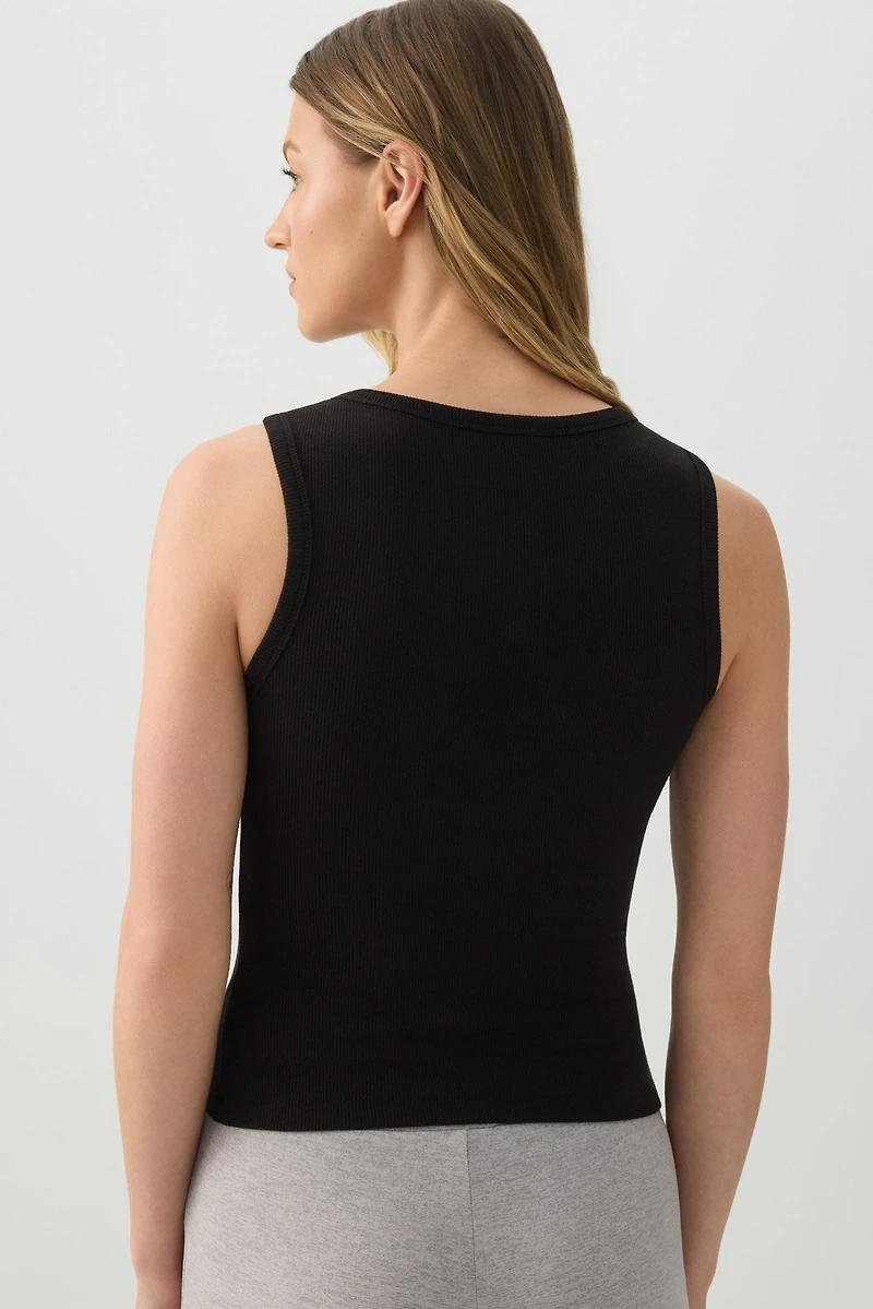 Basic Rib High Neck Tank Top