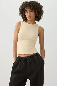 Basic Rib High Neck Tank Top