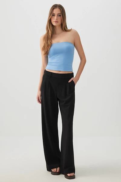 Pleated Pull On Wide Leg Trouser