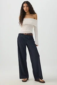 Pleated Pull On Wide Leg Trouser