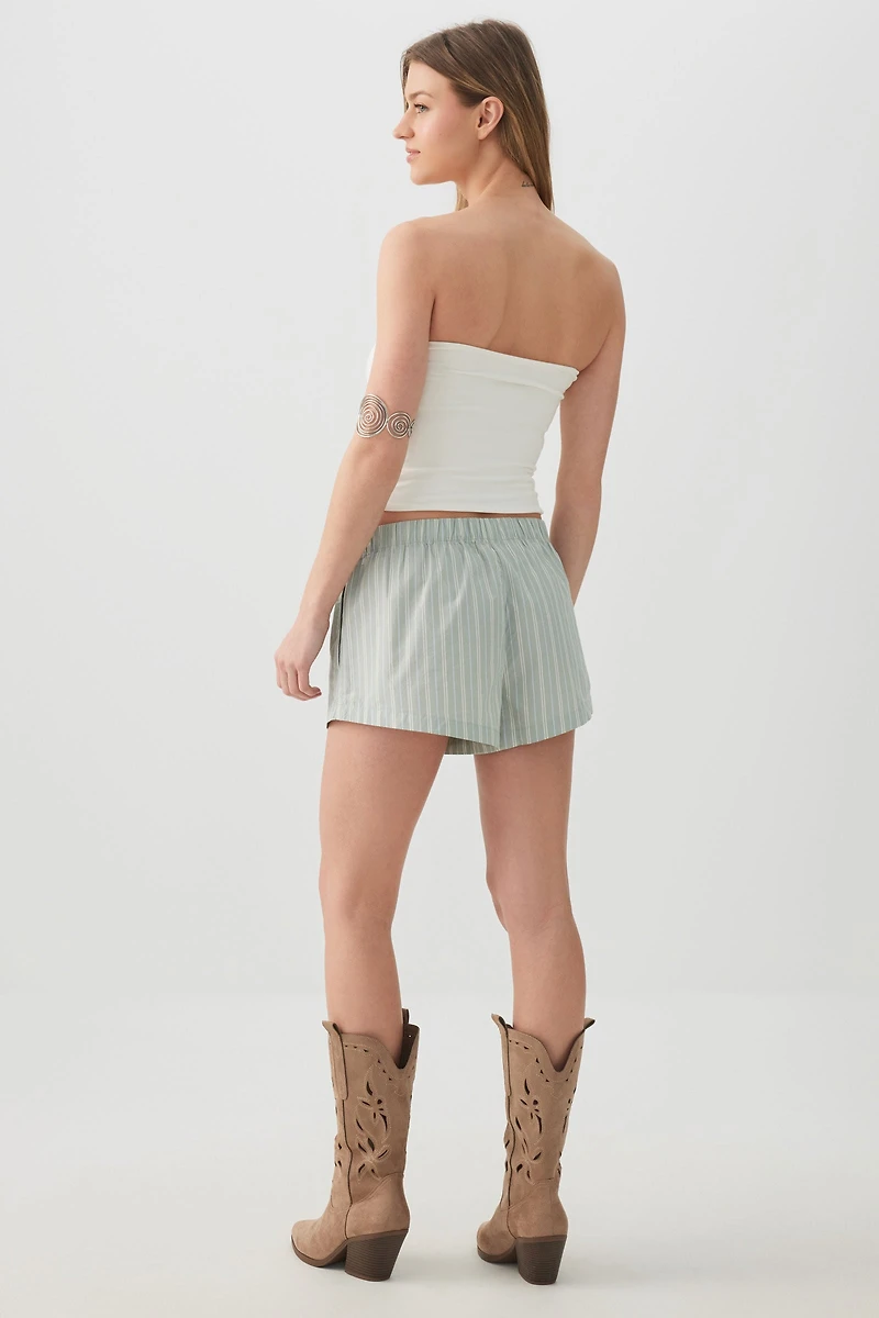 Short boxeur à taille mi-haute en popeline