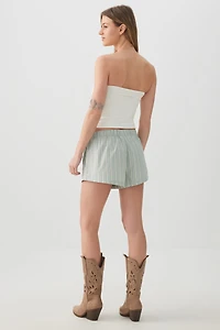 Short boxeur à taille mi-haute en popeline