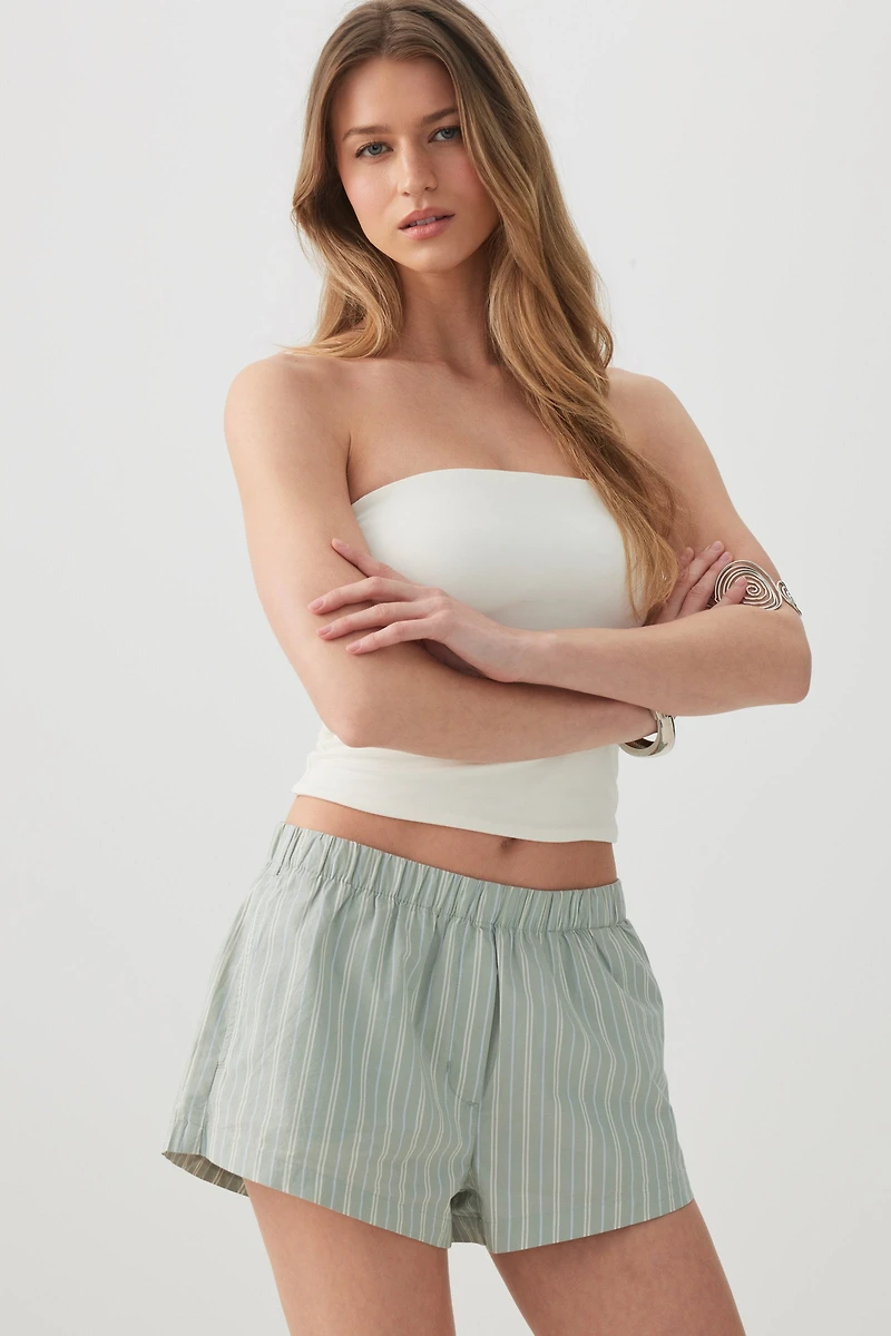 Mid Rise Poplin Boxer Shorts