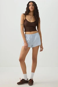 Short boxeur à taille mi-haute en popeline