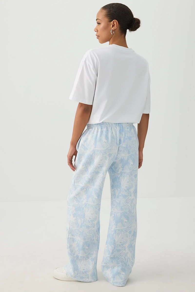 Pantalon à jambe large en molleton camouflage bleu