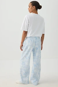 Pantalon à jambe large en molleton camouflage bleu