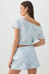 Short en molleton camouflage bleu