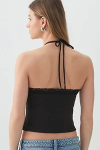 Camisole licou bordée de dentelle
