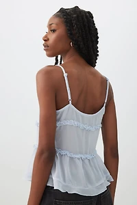 Tie Front Ruffle Tank Top